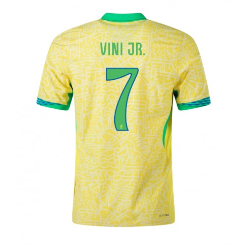 Pánský Fotbalový dres Brazílie Vinicius Junior #7 Copa America 2024 Domácí Krátký Rukáv